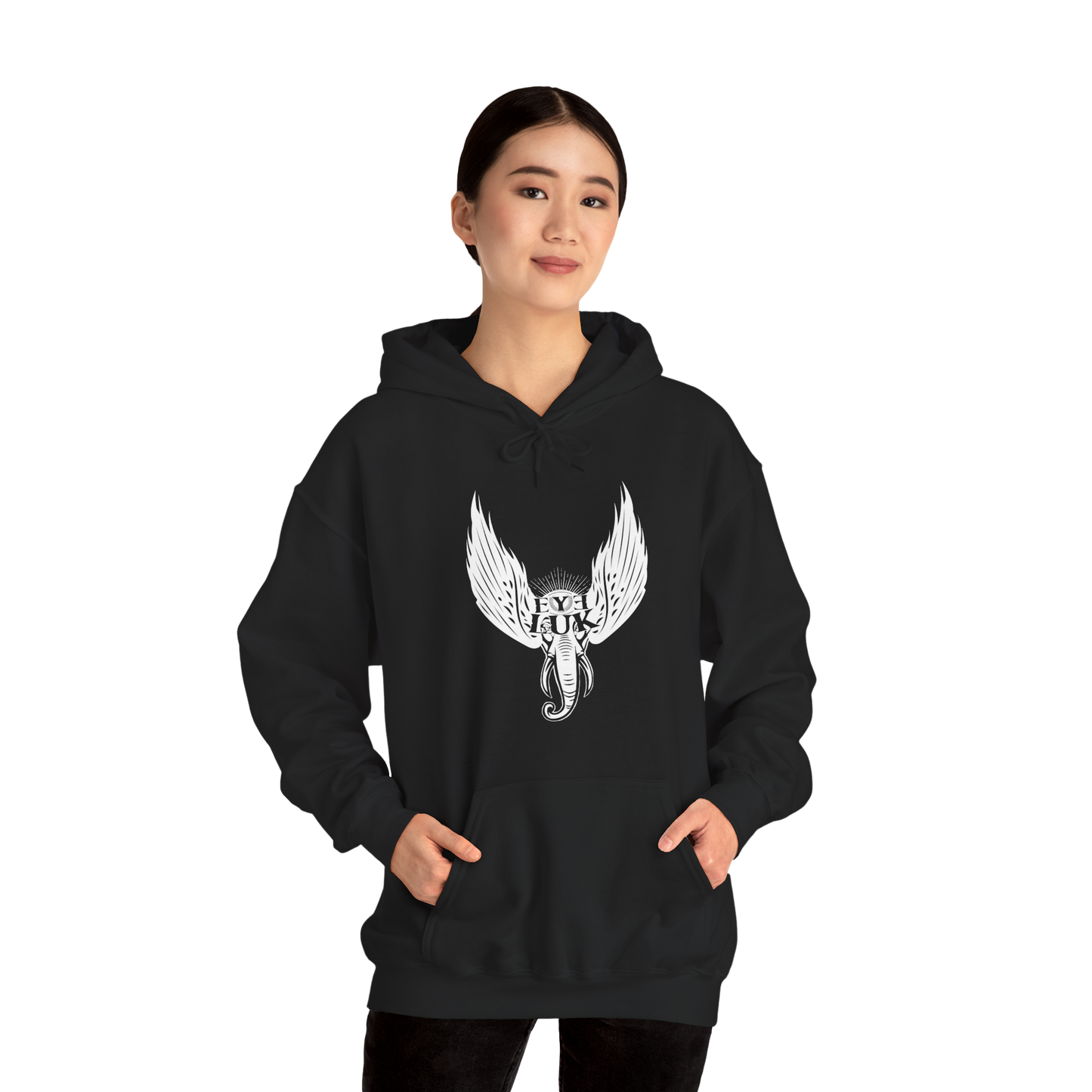 Heavens Heathens™ x Eye Luk Double Print Hoodie | Unisex Heavy Blend Streetwear Sweatshirt
