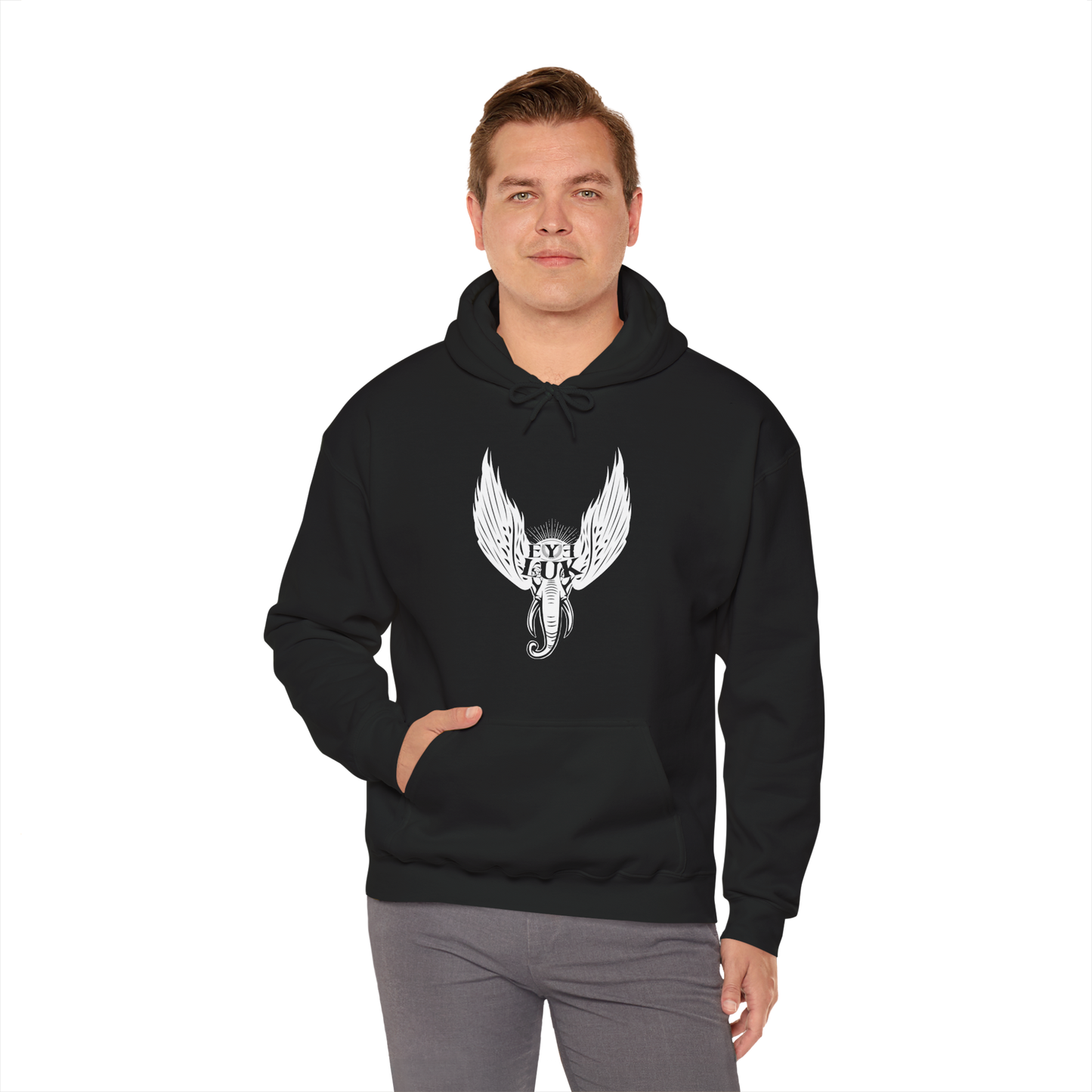 Heavens Heathens™ x Eye Luk Double Print Hoodie | Unisex Heavy Blend Streetwear Sweatshirt